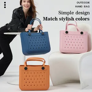 Vendita calda estate donna in gomma grande moda EVA Silicone borse personalizzate impermeabili borse da spiaggia all'ingrosso in tela pois Bogg Bag