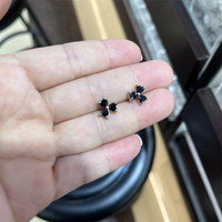 Boucles d'oreilles pendantes en forme de cœur Punk Y2K avec tourmaline noire pour femmes et filles, bijoux tendance pour fêtes, couleur argent, style HipHop