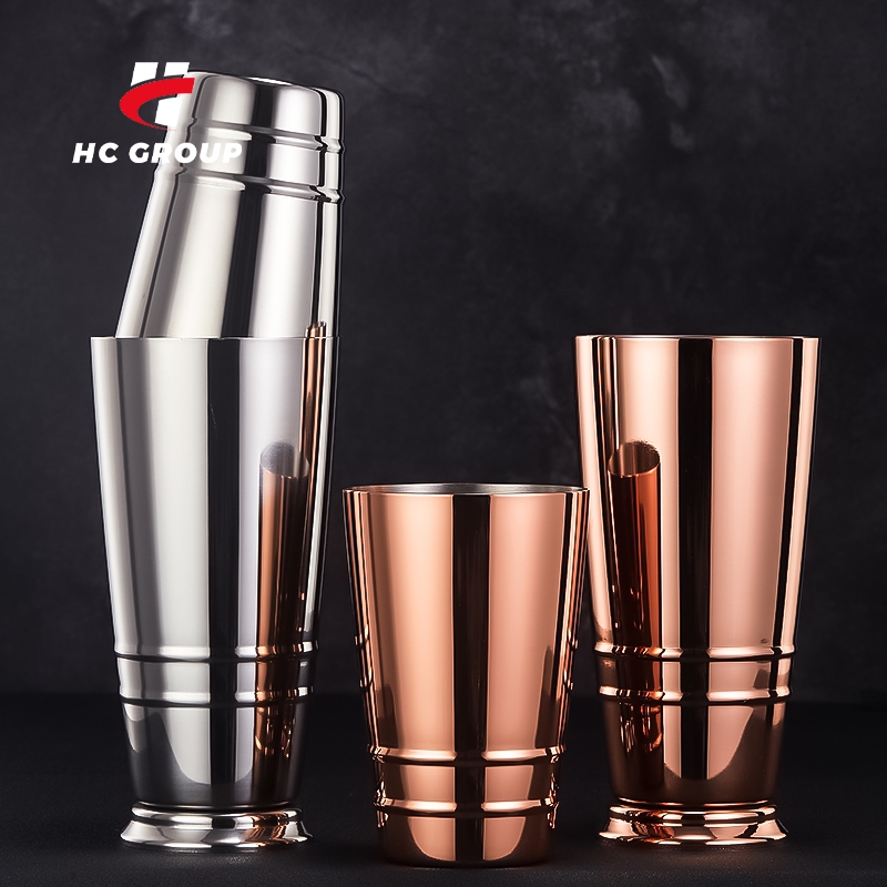 Custom Logo Silver Rose Gold Black Stainless Steel Boston Shaker Set Barware Cocktail Tool Shakers Tin