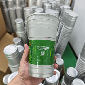 Gobelets à bière personnalisés en aluminium empilables à bord roulé, écologiques et réutilisables, conformes aux normes GRS, pour fêtes, de la marque OEM. - Product Image 3