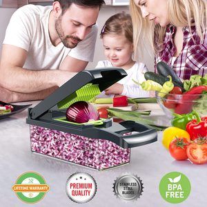 Outils de cuisine 2022 <span class=keywords><strong>Mandoline</strong></span> <span class=keywords><strong>en</strong></span> plastique ABS <span class=keywords><strong>12</strong></span> <span class=keywords><strong>en</strong></span> <span class=keywords><strong>1</strong></span> Trancheuse à aliments multifonctionnelle Coupe-légumes Hachoir - Product Image 2
