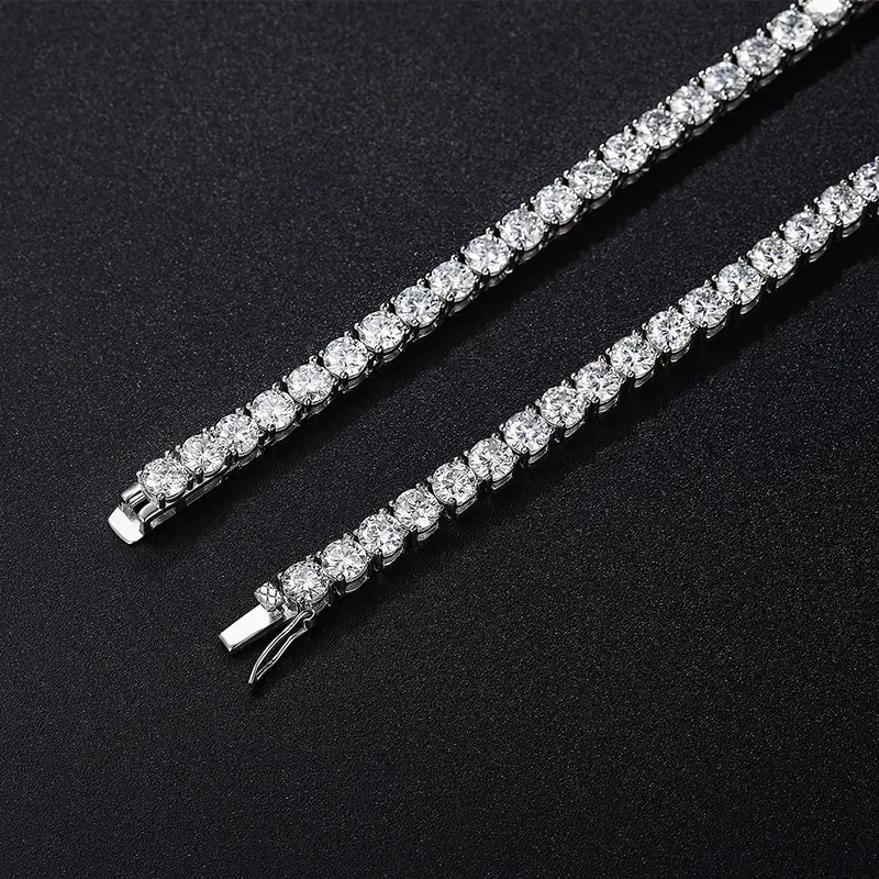 New Arrivals Jewelry Moissanite Vvs Diamond 925 Gold Plated Tennis Chain 1Mm 2Mm 3Mm 4Mm 5Mm 6.5Mm Necklace