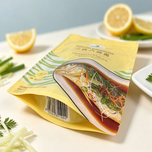 Sachet d'emballage alimentaire isotherme personnalisé avec logo, en nylon jaune imprimé, pour fruits de mer surgelés, avec fermeture éclair, type stand-up - Product Image 5