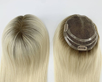 Prothèse capillaire de luxe en cheveux humains Remy de qualité supérieure, haute densité, avec dentelle HD naturelle, pour femmes, racines intégrées, blond platine balayage