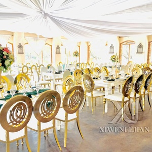 เก้าอี้เหล็กสแตนเลสสีทองแบบซ้อนได้สำหรับงานแต่งงานและกิจกรรมกลางแจ้ง - เฟอร์นิเจอร์เชิงพาณิชย์ที่ทนทาน - Product Image 2