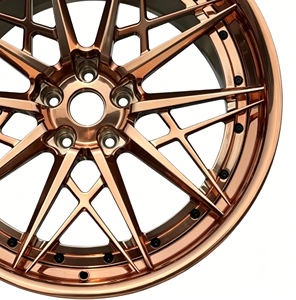 Jantes forgées Zorlen 2 pièces en 6061-T6, rayons or rose, bordure or rose, rivets noirs, sur mesure pour Audi RS7 - Product Image 3