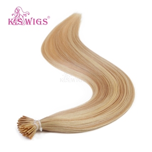K.SWIGS P18-613# color Highlighted Blonde Stick 100% Virgin Human Hair Straight Cuticle Aligned No <b>Tangle</b> I-Tip Hair Extensions - Product Image 3