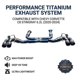 Vortex Resonance Engineered Blue Titanium Valved Pipeline Assembly for Chevrolet Corvette C8 Stingray 6.2L Deep Acoustic Sound - Product Image 1