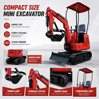 Mini-excavatrice sur chenilles de 180 mm, excavatrice compacte pour travaux agricoles et aménagement paysager sur sols meubles