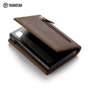 TILONSTAR TC302C Portefeuille automatique en cuir véritable avec logo personnalisé Crazy Horse Porte-cartes RFID pour hommes - Product Image 6