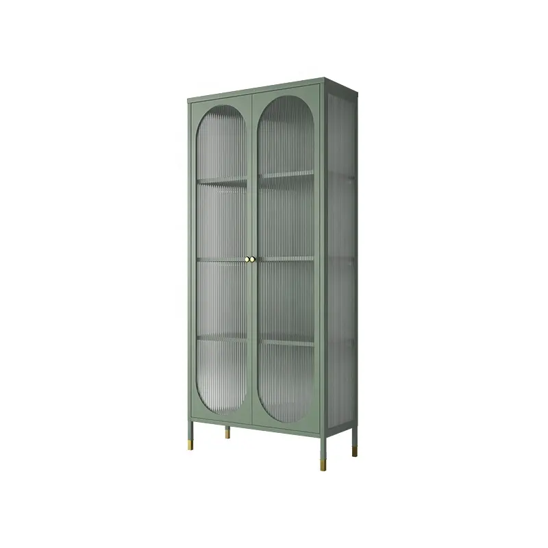 Offre Spéciale armoire de rangement en acier armoire haute 2 porte métallique verticale en verre armoire de rangement avec haute pied vert