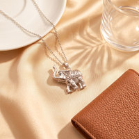 Collier Pendentif Éléphant en Cuivre Plaqué Or pour Femme, Serti de Zircons en Relief, Tendance Classique, Meilleure Vente Ouest