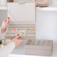 Mienojr-boîte à bijoux en cuir, pour colliers et bagues, organisateur de bijoux, corps, coffre, plateau d'organisation, de luxe