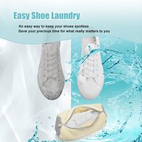 ShinyDew Lot de 2 sacs de nettoyage de chaussures réutilisables en polyester beige, durables pour la maison, pour machine à laver et séchoir à baskets pour enfants