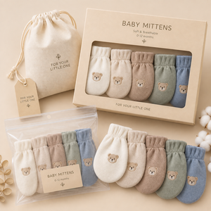 Guantes de Algodón Orgánico para Bebés Recién Nacidos, Antiarañazos, con Logotipo Personalizado, Estilo Minimalista, Venta al Por Mayor - Product Image 5