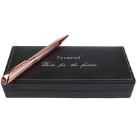 Stylo à bille, découpeur au Laser, couleur or Rose, argent, métallique, Logo personnalisé gravé sur Clip et anneau au milieu, 1 pièce