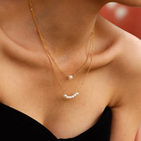 Nouveauté Collier de perles de coquillage Collier à maillons en acier inoxydable Collier de perles simples plaqué or 18 carats pour femmes