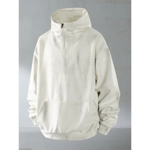 Nueva Sudadera con Capucha Lavada para Hombre - Diseño de Cuello Alto con Media Cremallera, Efecto Retro, Bolsillo Tipo Canguro, Apta para Uso Diario Informal - Product Image 4