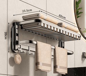 Portasciugamani Pieghevole in Acciaio al Carbonio Personalizzato OEM con Ganci e Quattro Ventose, Speciale <span class=keywords><strong>Porta</strong></span> <span class=keywords><strong>Asciugamani</strong></span> da Bagno - Product Image 1