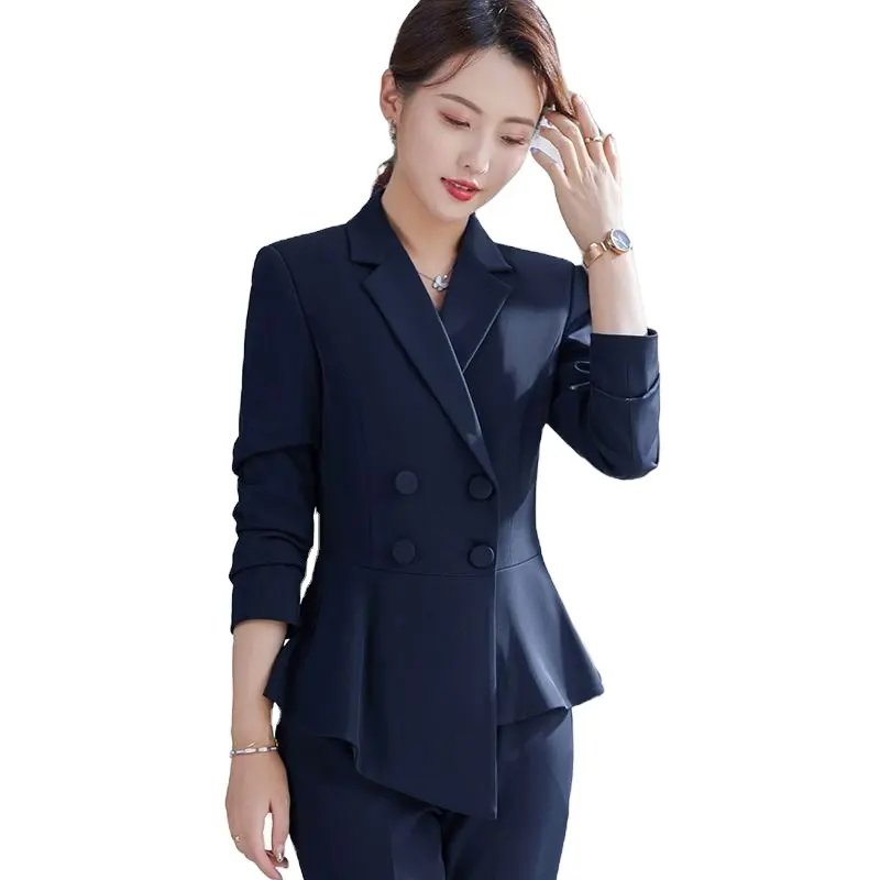 Wholesale 2 Pieces Set Fashion Pant Suit Elegant Office Ladies Work Wear for Women Business Female Formal Blazer with Trousers