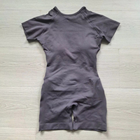 Combinaison de yoga sans couture à manches courtes pour femme, short cycliste une pièce, combinaison de sport, body de fitness, 90 % nylon, 10 % élasthanne