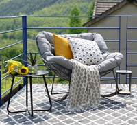 Fauteuil à bascule en métal pour intérieur et extérieur, chaise à bascule surdimensionnée avec coussin rembourré pour balcon, jardin, chambre