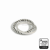 925 argent Sterling torsadé corde anneau ensemble minimaliste Double bande empilable bijoux pour femmes quotidien couches Look