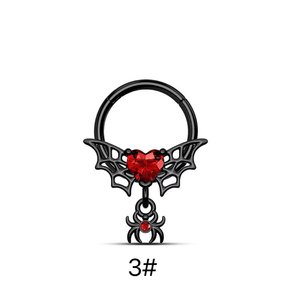 New 316L Stainless Steel Zircon <strong>Black</strong> Halloween Bat Demon Dangle Horseshoe Wedding <strong>Nose</strong> Septum Hoop Body Piercing <strong>Ring</strong> - Product Image 6