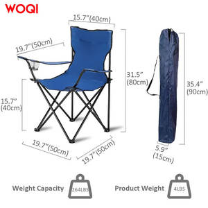 Silla plegable para exteriores Woqi, color azul real, silla de playa portátil con reposabrazos y portavasos, silla plegable para acampar - Product Image 4
