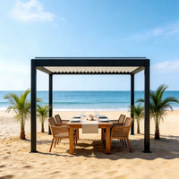 Gazebo autoportant en aluminium pour extérieur avec structure en aluminium mat foncé et toit à lames bioclimatiques pour terrasse, patio ou espace de vie latéral