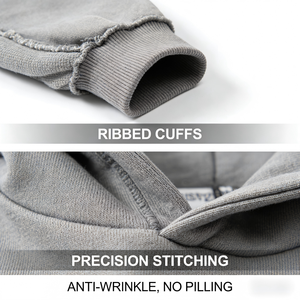 <span class=keywords><strong>Felpa</strong></span> con Cappuccio Personalizzata 500gsm in Poliestere/Cotone <span class=keywords><strong>Oversize</strong></span> con Ricamo 3D in Pile Antirughe Tinta Unita con Zip - Product Image 5