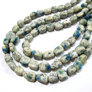 ลูกปัดหินแกรนิตธรรมชาติ K2 Jasper K2Nite Azurite รูปทรงก้อนขนาด 10-12 มม. ขัดเรียบ - Product Image 1
