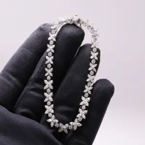 natural round and marquise cut diamond hand bracelet women jewelry handmade manufacturer fine jewelry