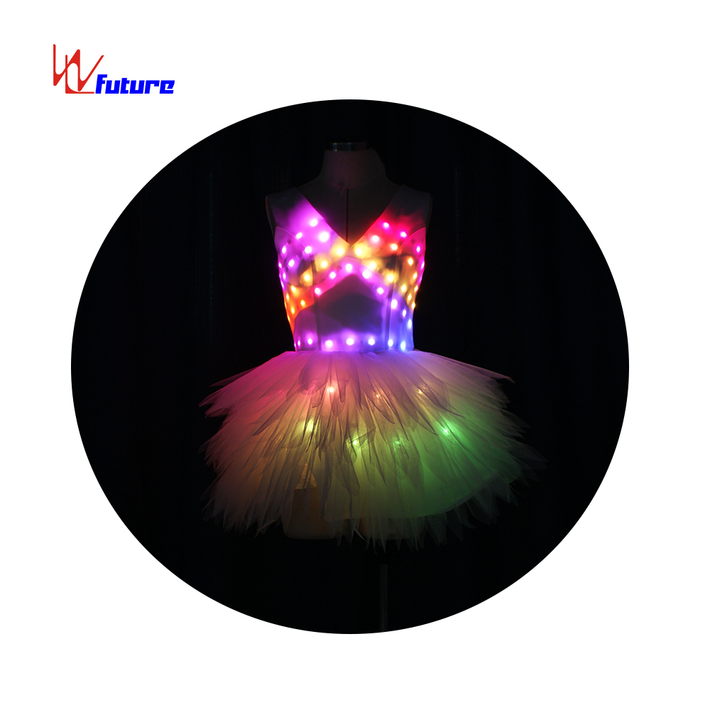 Popular LED Light Luminous Exotic Dancewear Pole Dancewear Lingerie Sexy Stripper Outfits Girls Wedding Party Dress