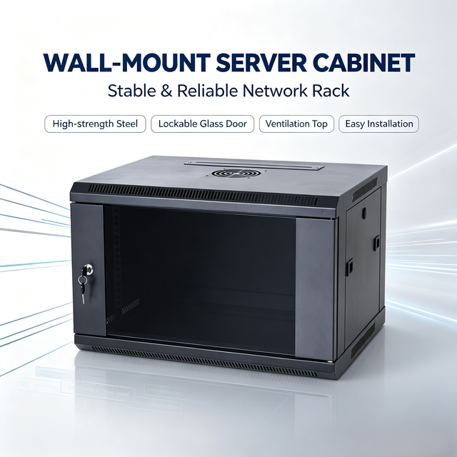 19-Inch Wall-Mount Server Rack Cabinet Small Steel Network Enclosure W/ Lockable Door & Cooling Fan for Home Office Data Center