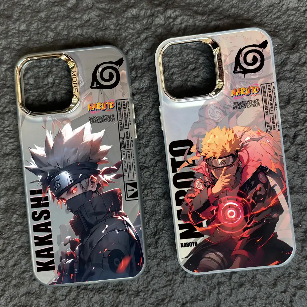 Groothandel Anime Uzumaki Narutos Demon Slayer Mobiele Telefoon Case Galvaniseren Camera Beschermhoes Voor Iphone 14 15 Pro Max