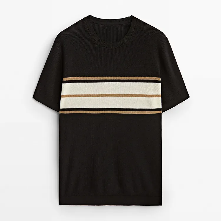 Benutzer definierte hochwertige Kurzarm Herren gestrickt Kurzarm Polo T-Shirt Streifen verschiedene Farben Design Männer Strickwaren