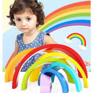 Seven Little Rainbows Wooden Rainbow Building Blocks <b>7</b> Colors For Children Early Education Toy Age 2 4 Years Unisex - Product Image 2