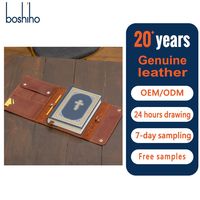 Étui de rangement pour Bible Boshiho, cadeaux chrétiens simples, durable, portable, pour usage quotidien, avec poche zippée Crazy Horse, poignée, couverture en cuir