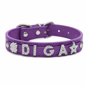 Strong DIY Metal Diamond Alphabet Pet <b>Collar</b> Custom Combine Pet Name Logo Detachable Personalized Dog <b>Collar</b> Wholesale Price - Product Image 1