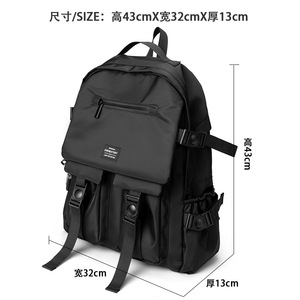 Final Start Men's <b>Backpack</b> <b>Large</b> Capacity 15 Inch Laptop Bag Solid Color Black For Student Travel - Product Image 4