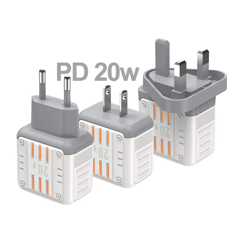 Adaptor Charger dinding rumah USB-C 20W PD asli dan kabel Charger cepat Tipe C