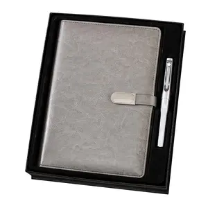 带logo客户商务礼品定制包装盒pu皮革日记礼品套装a5带笔笔记本