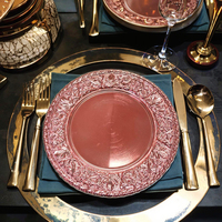 Assiettes de Présentation Élégantes 13 Pouces en PP/PS Durables et Personnalisables – Dorées, Haute Qualité, Design Classique pour Mariages et Réceptions
