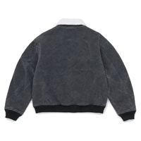 Blouson bomber vintage en toile noire délavée pour homme, col en sherpa, doublure chaude, manteau streetwear d'hiver