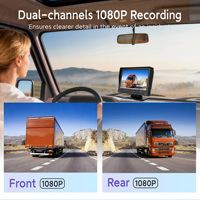 Caméra de recul pour voiture, camion, camping-car, bus scolaire, écran IPS HD CCD de 7 pouces, moniteur 2 canaux, enregistreur vidéo avec double objectif, vision nocturne