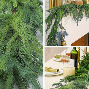 Guirlande artificielle de cyprès et de pin, 100-200 cm, à suspendre au mur, plante verte en plastique, décoration de Noël pour la maison - Product Image 2