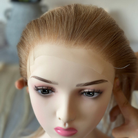 Lace Frontal 13x2 pouces, cheveux raides, avec dentelle effet peau humaine, mèches blondes brunes, 100% noué à la main