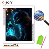 Kit de Peinture Diamant 5D Orfon Carré/Rectangulaire, Effet Lumineux Chat, Écologique, Bricolage, Peinture à la Main, Vente en Gros Direct Usine