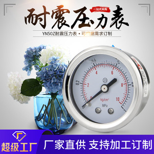 Axial edgeless shock-resistant pressure <b>gauge</b> YN50Z, water pressure <b>gauge</b>, oil pressure <b>gauge</b>, hydraulic <b>gauge</b>, pneumatic - Product Image 5